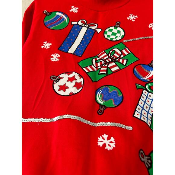 Vintage Red New Moves Y2K Christmas Xmas Sweater Party Preowned - Picture 7 of 9